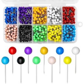 800 Pieces Map Push Pins, Colored Push Pins 10 Colors, for Craft DIY Pins for Cork Board, Push Pins for Bulletin Board, Map Pins for Travel Map