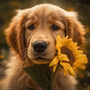 Sunflower Golden Retriever DIY Diamond of Painting Kits Full Drill Round Diamond Embroidery Cross Stitch Mosaic Crystal Rhinestone Arts and Crafts Gem Art Work for Home Wall Decor 35x35cm(D59)