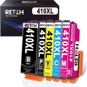 RETCH Remanufactured Ink Cartridge Replacement for Epson 410 XL 410XL T410XL T410 Used with Expression XP-640 XP-830 XP-7100 XP-530 XP-630 XP-635 Printer (5 Pack)