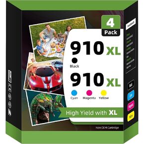 910XL Ink Cartridges Combo Pack Remanufactured Replacement for HP 910 XL Compatible with OfficeJet Pro 8025 8035 8020 8022 8028 8025e 8035e Printer (Black, Cyan, Magenta, Yellow-4 Pack)