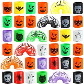 Halloween Coil Springs for Kids, 36pcs Assorted Halloween Theme Pattern Spring Toys Party Favors Halloween Treat Bags Gifts