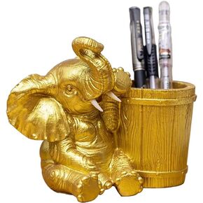 Cute Resin Elephant Pen Pencil Holder Desk Organizer - Desktop Pen Pencil Brush Holder Container Storage Organizer, Creative Elephant Home Decoration Desk Ornaments for School Office