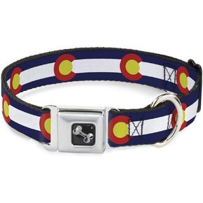 Buckle-Down 15-26" Colorado Flags2 Repeat Dog Collar Bone, Large