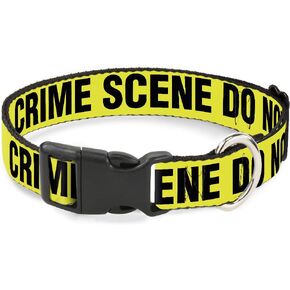 Dog Collar Plastic Clip Crime Scene Do Not Cross Yellow Black 15 to 26 Inches 1.0 Inch Wide