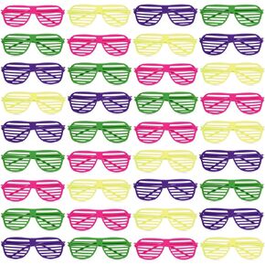 BLUE PANDA 36 Pack Shutter Shades, 80s Retro Style Party Sunglasses for Props, Decorations, Costumes (4 Colors)