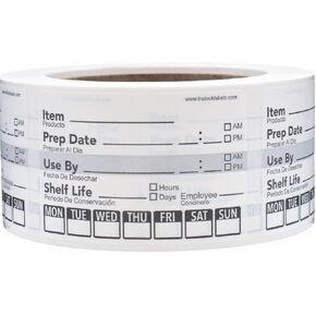 Dissolvable Day of The Week Use by Shelf Life Labels, 2 x 3 Inch 500 Adhesive Stickers for Organization, Food Rotation, Meal Prep Stickers Dissolve in Water
