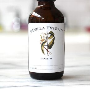 Vanilla Extract Labels - Pack of 12. Size >> 2" x 2"
