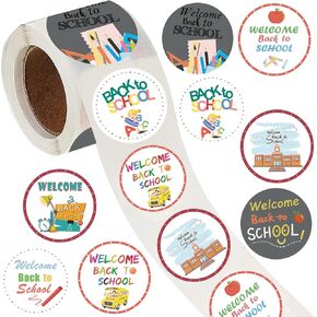 500 Pieces Welcome Back to School Party Decorations Labels Roll Stickers - First Day of School Party Supplies Decor Favors Jar Containers Letter DIY Sticker Labels Decals