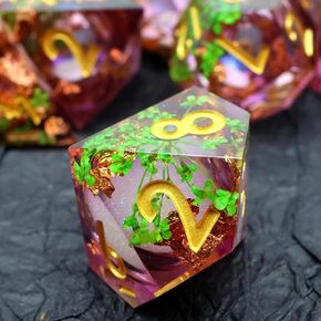 XENOLUX RPG النرد للعب الأدوار لعبة الطاولة 7 قطع مجموعة DND هدية ألعاب الطاولة حادة الحافة النرد الراتنج DND مجموعة النرد (السائل الوردي)