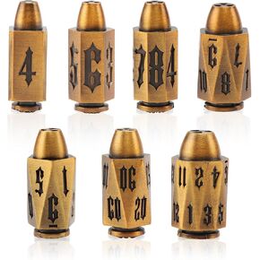 iFCOW Bullet Dice, Polyhedral Bullet Dice 7 Metal DND Dice Set for D&D Dice Dungeons Dragons RPG Theme Table Role Playing Games