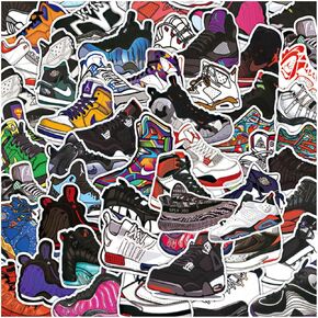 Generic Sneaker Stickers - 100 Pcs Cool Basketball Stickers Stylish Vinyl Stickers for Luggage Car Laptop Skateboard Keyboard Personalize Decal Stickers