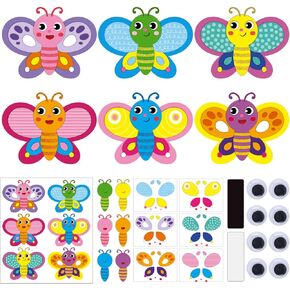 24 Set Butterfly Crafts for Kids Butterfly Paper Magnet Craft Kit with Eyes Make Your Own Spring Summer Crafts for Festival Gifts Rewards Arts Projects Butterfly Party Favors School Games