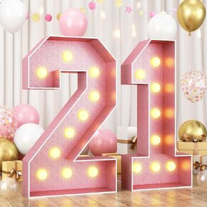 Number 1 Light Up Number 4FT, Large Light Up Number 1 Pink Number 1 Marquee Mosaic Numbers for Party, Big Number 1 Light Up Number 4 Feet Tall DIY Frame Pre-Cut Foam Board Kit for Birthday Anniversary