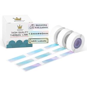 ملصقات D30 - ملصقات حرارية ذات ألوان متدرجة على شكل حورية البحر، ملصقات ذاتية اللصق للأعمال المنزلية والمكاتب، متوافقة مع صانع الملصقات Memoking/Phomemo D30، 12x40 مم/0.47x1.57 بوصة، 3 بكرات in Kuwait