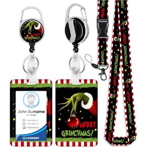 Jupswan ID Badge Holder with Retractable Reel Clip - Card Name Tag Lanyard Vertical ID Protector Bage for Nurse Nursing Doctor Student Teacher Women Monster