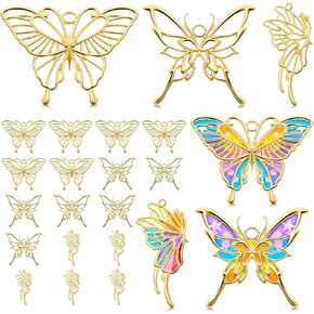 Jetec 20 Pcs Open Bezels for Resin Hollow Butterfly Frame Pendant Golden Butterfly Open Bezel Pendants Charms Resin Craft Bezels Molds for Jewelry Making DIY Bracelet Necklace