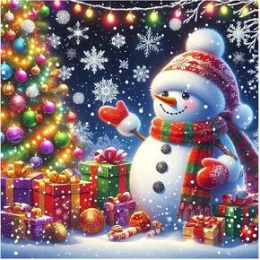 Huacan Diamond Painting AB Diamond Art Kit for Beginner Christmas Snowman DIY 5D Full Square Round Diamonds Embroidery Mosaic Set Gem Art Kit Home Decor Handmade Gift 11.81 * 11.81 inch