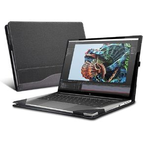 Laptop Case for Thinkbook15Gen3 /4/15.6" for HP ZBook Studio G8 All-Inclusive Anti-Fall Protective Cover forThinkPad Z16 16" PU Leather Computer case(15.6inch, Gray-Black)