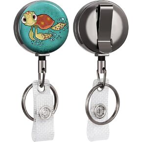 Jupswan Badge Reels Holder Retractable Keychain Heavy Duty with ID Clip for Key Card Name Tag Cute Classic Cartoon Blue Nurse Work Office Key Retractor Leash Black Metal Belt Clip ZJK256