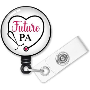 Retractable Future PA Badge Reel with Alligator Clip, Funny Stethoscope Badge Holder Gift for Doctors Nurses Physician Assistant Medical School Student PA Student Gift, Nurse Day Gifts