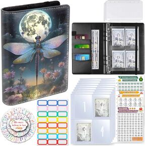 100 Envelopes Money Saving Challenge, A5 Budget Binder with Cash Envelopes & 3 Budgeting Planner Trackers to Save $5,050, 10,000, 500, Money Savings Challenge Book for Organizer, Purple Dragon Baby
