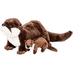 Rhode Island Novelty Adventure Planet Birth of Life River Otter with Baby Plush Toy 12.5" Long Without Tail
