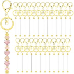Mlife 10 Pcs Beadable Keychain Bars, Blanks Bead Keychain Making Kit, Bulk Silver Metal Beaded Keychain for Pendant DIY Crafts Jewelry Making Gift, Beadable Keychain Making Supplies(Silver)