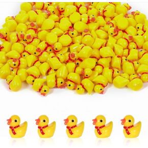 100pcs Mini Resin Ducks Decoration, Miniature Ducks Tiny Yellow Duck & Scarf Mini Resin Duck Figures Tiny Duck Accessories for Craft Home Prank Game Dollhouse School Project Landscape Aquarium
