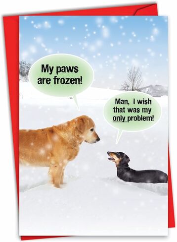 NobleWorks Hysterical Christmas Greeting Card with 5 x 7 Inch Envelope (1 Card) Merry Christmas Holiday My Paws Are Frozen 5953 in Saudi Arabia