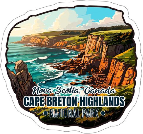 Cape Breton Highlands Nova Scotia Canada Sticker Decal Vinyl Small Waterproof for Water Bottle Mug Passport Book Scrapbook Notebook Laptop Tumbler Skateboard Computer Size 4" ID44990 in Saudi Arabia