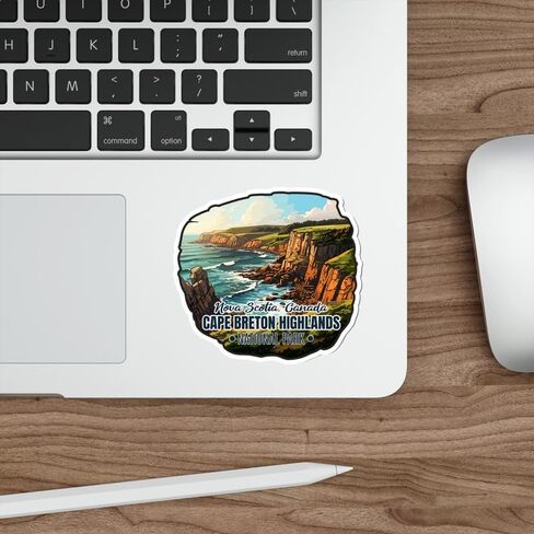 Cape Breton Highlands Nova Scotia Canada Sticker Decal Vinyl Small Waterproof for Water Bottle Mug Passport Book Scrapbook Notebook Laptop Tumbler Skateboard Computer Size 4" ID44990 in Saudi Arabia