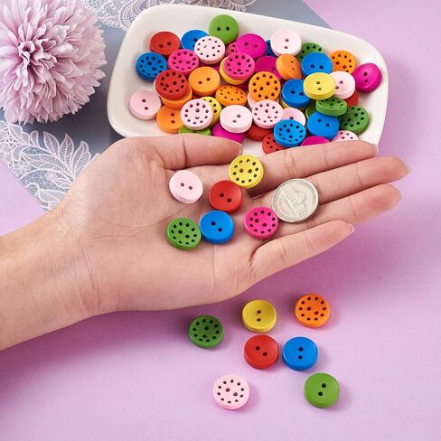 Kissitty 50pcs 1/2 Inch Wooden Round Sewing Buttons 4 Holes Wheat Color Flatback Craft Button for Handmade Crafts DIY Decor Sewing Clothing in Saudi Arabia