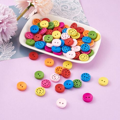 Kissitty 50pcs 1/2 Inch Wooden Round Sewing Buttons 4 Holes Wheat Color Flatback Craft Button for Handmade Crafts DIY Decor Sewing Clothing in Saudi Arabia