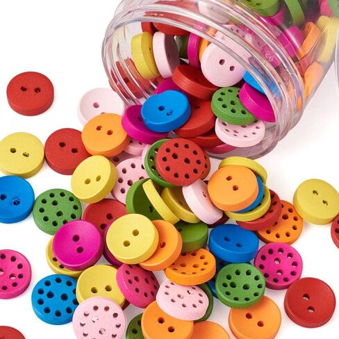 Kissitty 50pcs 1/2 Inch Wooden Round Sewing Buttons 4 Holes Wheat Color Flatback Craft Button for Handmade Crafts DIY Decor Sewing Clothing in Saudi Arabia