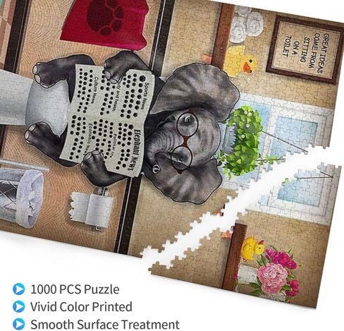 أحجيات الصور المقطوعة 1000 قطعة للبالغين - ألغاز خشبية لقراءة الصحف والكلاب - ألغاز للأطفال الصغار وديكور الحمام المنزلي، لعبة مضحكة، أفضل هدية لألعاب ما قبل المدرسة in Kuwait
