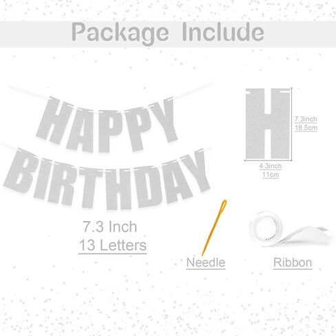 107 Pcs DIY Silver Party Banner, A to Z Letters 0 to 9 Numbers, Customizable Glitter Paper Party Banner Kit for Happy Birthday Party Baby Shower Graduation Christmas Any Partry Decorations Supplies in Saudi Arabia