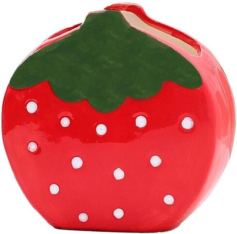 Strawberry Pencil Holder Toothbrush Holder Cute Pen Holder for Desk Organizer Makeup Brush Pencil Cup Kawaii Desk Accessories Aesthetic Office Home Decor Birthday Gifts for Women (Red) in Kuwait