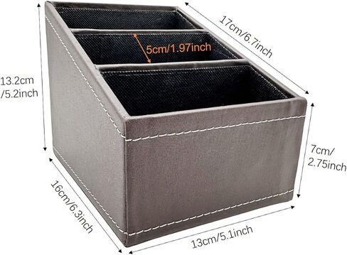 PU Leather Organizer Box, 3-Rank Divider, for Office Supplies, Living Room, Stationery, Remote Control, Cell Phone Storage (Brown) in Saudi Arabia