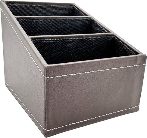 PU Leather Organizer Box, 3-Rank Divider, for Office Supplies, Living Room, Stationery, Remote Control, Cell Phone Storage (Brown) in Saudi Arabia