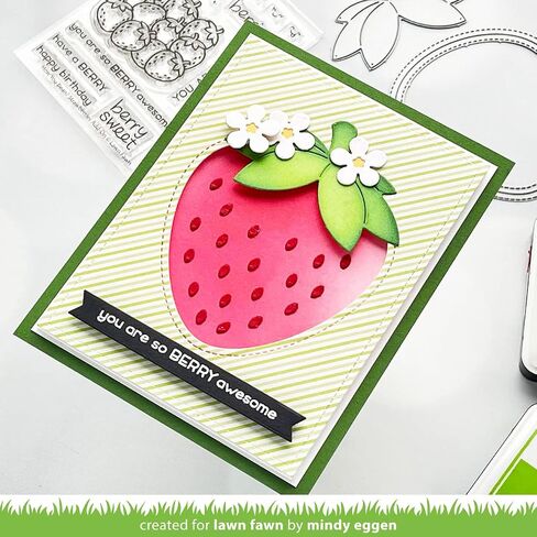 Lawn Fawn Outside in Stitched Strawberries Dies and Stitched Strawberry Frame Dies (LF2808, LF2809), 2 Die Sets Plus 1 Stamp/Die Storage Pocket, Bundle of 3 Items in Saudi Arabia