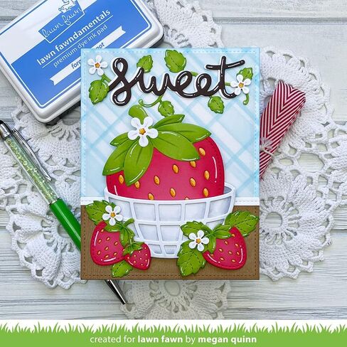 Lawn Fawn Outside in Stitched Strawberries Dies and Stitched Strawberry Frame Dies (LF2808, LF2809), 2 Die Sets Plus 1 Stamp/Die Storage Pocket, Bundle of 3 Items in Saudi Arabia