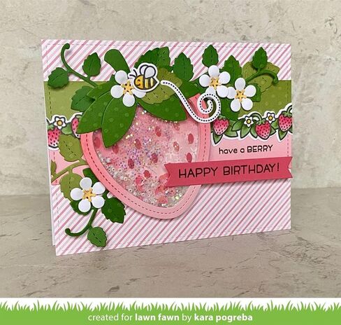 Lawn Fawn Outside in Stitched Strawberries Dies and Stitched Strawberry Frame Dies (LF2808, LF2809), 2 Die Sets Plus 1 Stamp/Die Storage Pocket, Bundle of 3 Items in Saudi Arabia