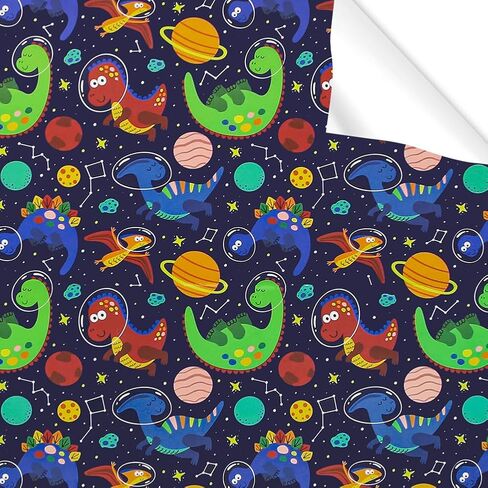 Dinosaur In Space Birthday Wrapping Paper For Kids Girls Boys, Baby Shower Wrapping Paper, 4 Sheets Planet Navy Blue Paper Folded Flat 20x28 Inches Per Sheet in Saudi Arabia