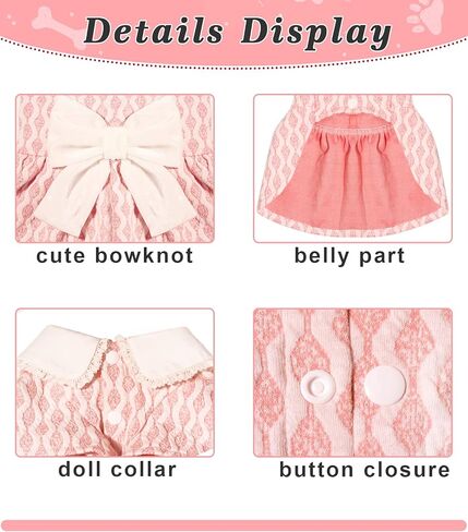 فستان للكلاب، فستان للكلاب قابل للتنفس، فستان ناعم للكلاب، ملابس لطيفة للحيوانات الأليفة للفتيات من الكلاب الصغيرة والمتوسطة (وردي، مقاس XL) in Kuwait