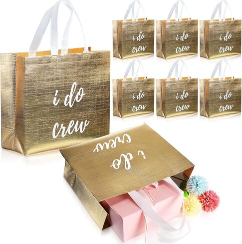 CHENGU 8 Pieces Bridesmaid Gift Bags I Do Crew Bachelorette Bags Bridesmaid Gifts for Wedding Day Bachelorette Party Bridal Party Favor Team Bride Bridal Shower(Rose Gold) in Kuwait