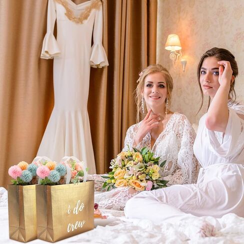 CHENGU 8 Pieces Bridesmaid Gift Bags I Do Crew Bachelorette Bags Bridesmaid Gifts for Wedding Day Bachelorette Party Bridal Party Favor Team Bride Bridal Shower(Rose Gold) in Kuwait