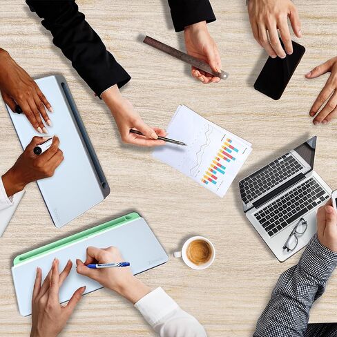 لوحة مسح جافة لسطح المكتب - سبورة بيضاء زجاجية من NoteDesk مع حامل للكمبيوتر اللوحي والتخزين - حامل لوحة مفاتيح أبيض صغير ومنظم سطح المكتب الشبكي للوحة مذكرة الكمبيوتر (أخضر سيلادون) in Saudi Arabia