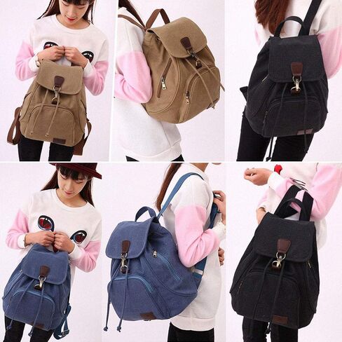 WITERY Women Canvas Fashion Backpacks Purse Casual Outdoor Shopping Daypacks Sports Rucksack Hiking Travel Multipurpose Bag in Kuwait