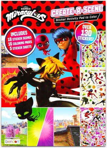 كتاب أنشطة ملصقات Miraculous Ladybug Create a Scene للفتيات - حزمة مع كتاب ملصقات Miraculous Ladybug بالإضافة إلى ملصقات إضافية، المزيد | كتب ملصقات للبنات 4-8 in Saudi Arabia