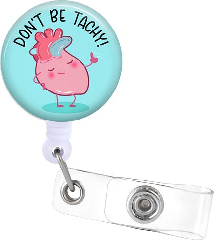 Don't Be Tachy Badge Reels Holder Retractable with ID Clip for Nurse Name Tag Card Heart Anatomy Cardiology Nursing Doctor Teacher Student Medical Work Office Alligator Clip in Saudi Arabia